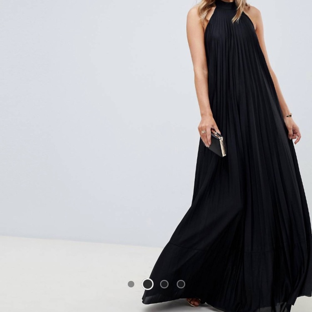 ASOS Design Backless Halter Pleated Dress